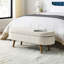 Banc de rangement rembourré en lin beige et brun de 44 po avec dessus rabattable