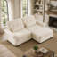 Canapé modulaire à 2 places avec repose-pieds et accoudoirs roulés en chenille beige