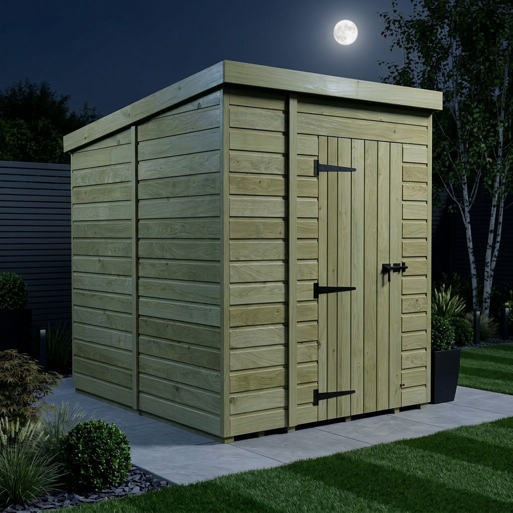 Total Sheds 5ft x 8ft Pent Garden Shed - Single Door - No Windows - Pressure Treated Timber - UK Manufactured