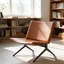 Chaise d'appoint en cuir orange, pieds noirs modernes pour le bureau à domicile de la chambre à coucher-714345682