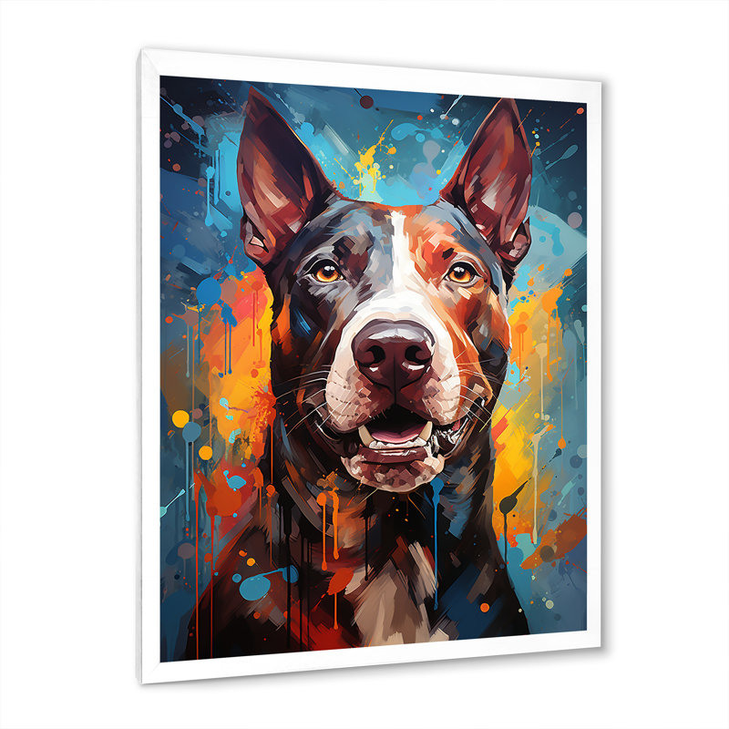 Impression sur toile Bull Terrier Boldness I, H 44 po x l 34 po x P 1,5 po, Cadre simple blanc
