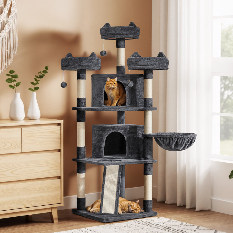 444.5cm H Cat Tree, Dark Grey