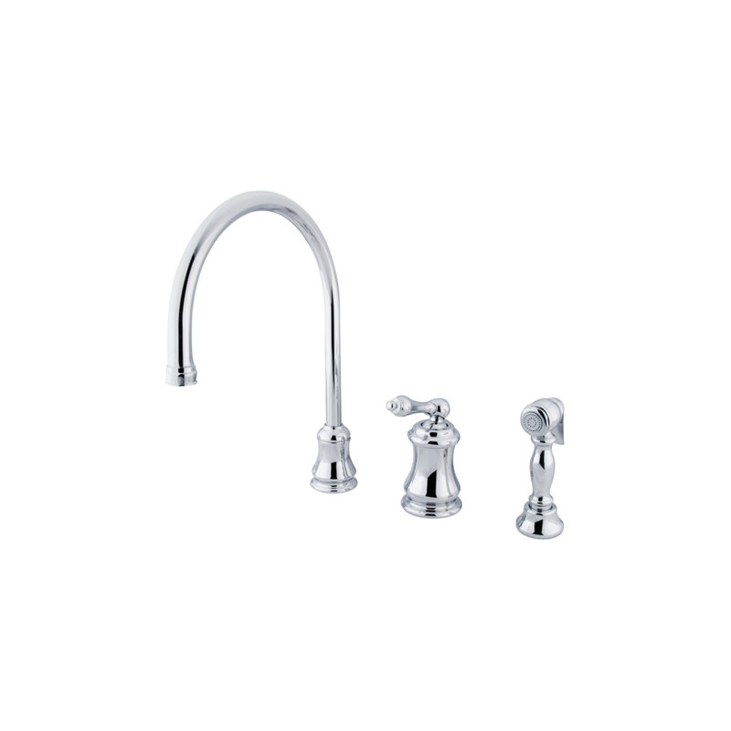 Single Handle Kitchen Faucet with Side Spray, Polished Chrome