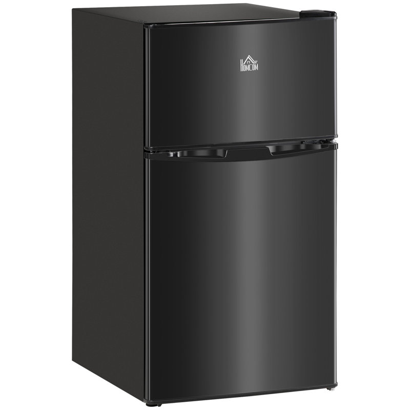 Double Door Mini Fridge With Freezer, Black