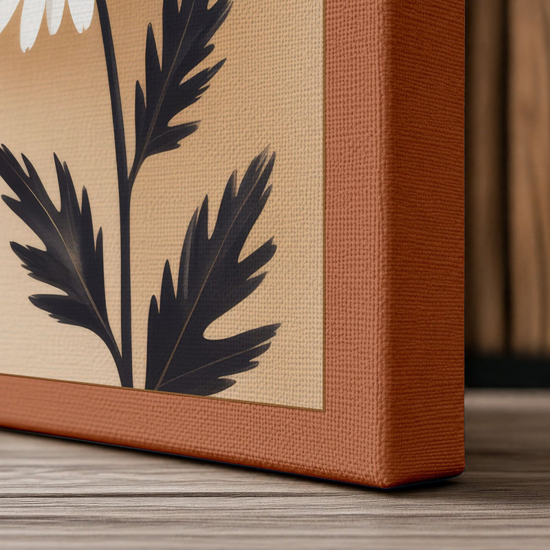 Single Stem in White Botanical 1 Piece Wrapped Canvas Wall Art, 30x20 - 76.2 x 50.8 cm, Terracotta Border
