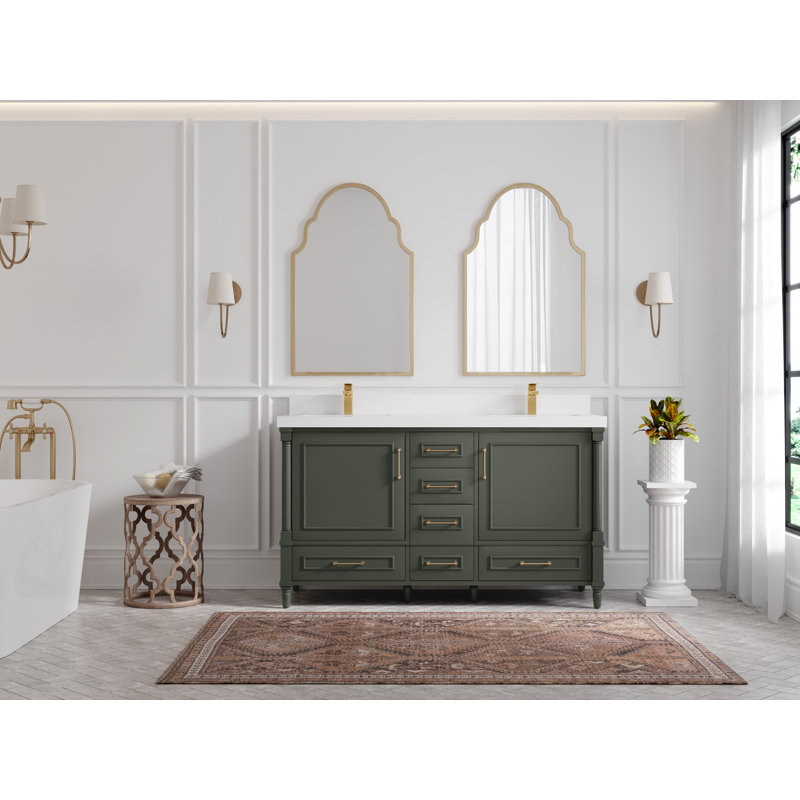 Aberdeen 60'' Double Bathroom Vanity with Top, White