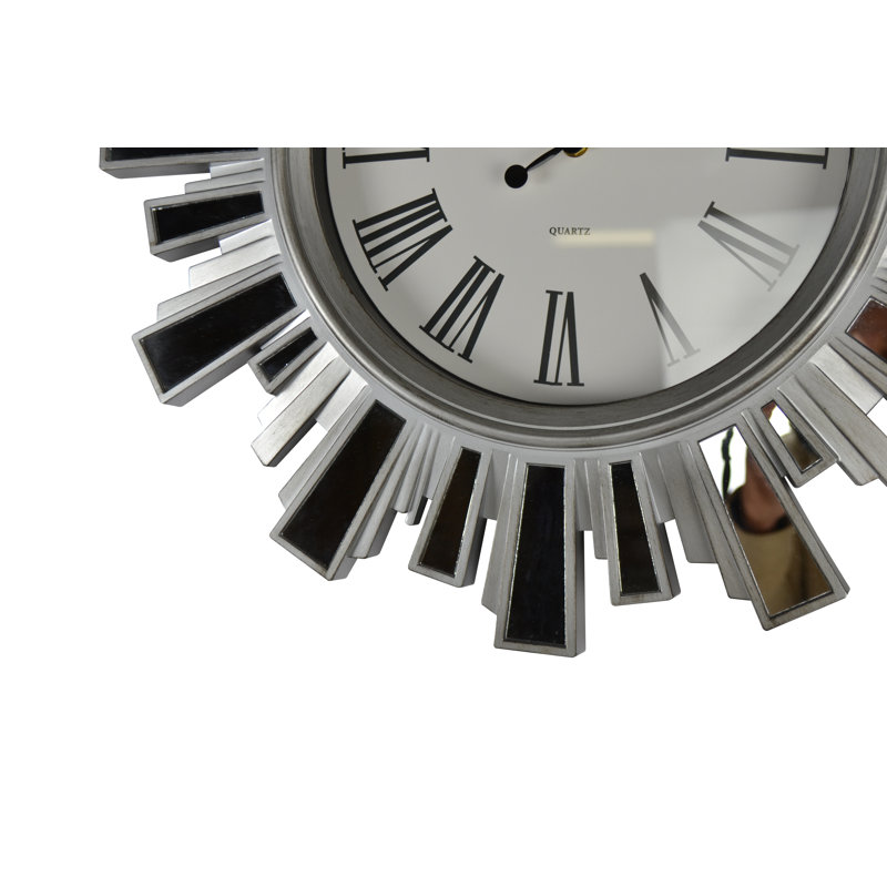 19.5" Silver and Mirror Starburst Wall Clock