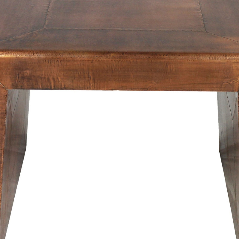 Table de bout carrée 24 "en cuivre et bois