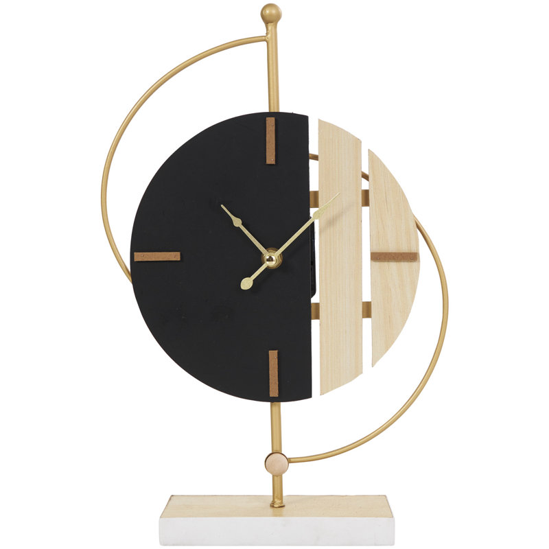 Metal Mechanical Tabletop Clock in Gold