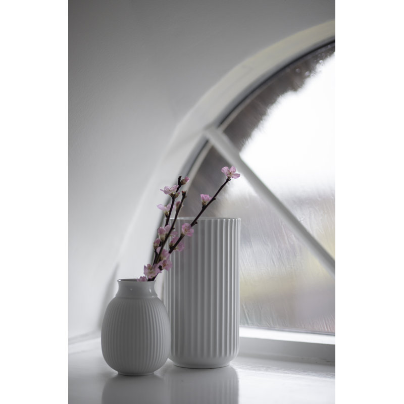 Handmade Glass Table Vase, 6.1" H x 3.3" W x 3.3" D, White