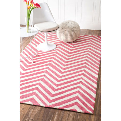 Tapis Chevron Rose à La Main Oneil