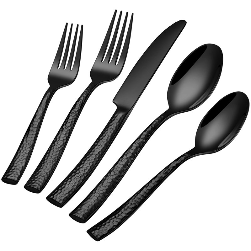 Ophelia & Co. Baford 30 Piece Stainless Steel Cutlery Set , Service for 6, Black