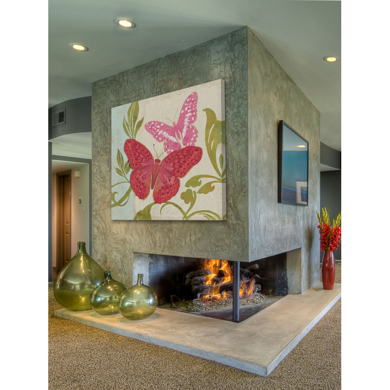 « fuchsia papillon ii » par alan hopfensperger, reproduction d’art sur toile tendue, 40 po x 40 po