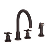 East Linear Double Handle Kitchen Faucet with Side Spray