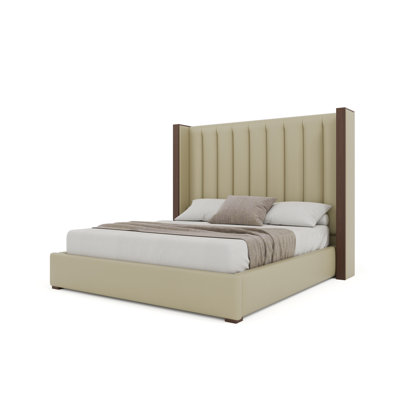 Vegan Leather Wingback Bed