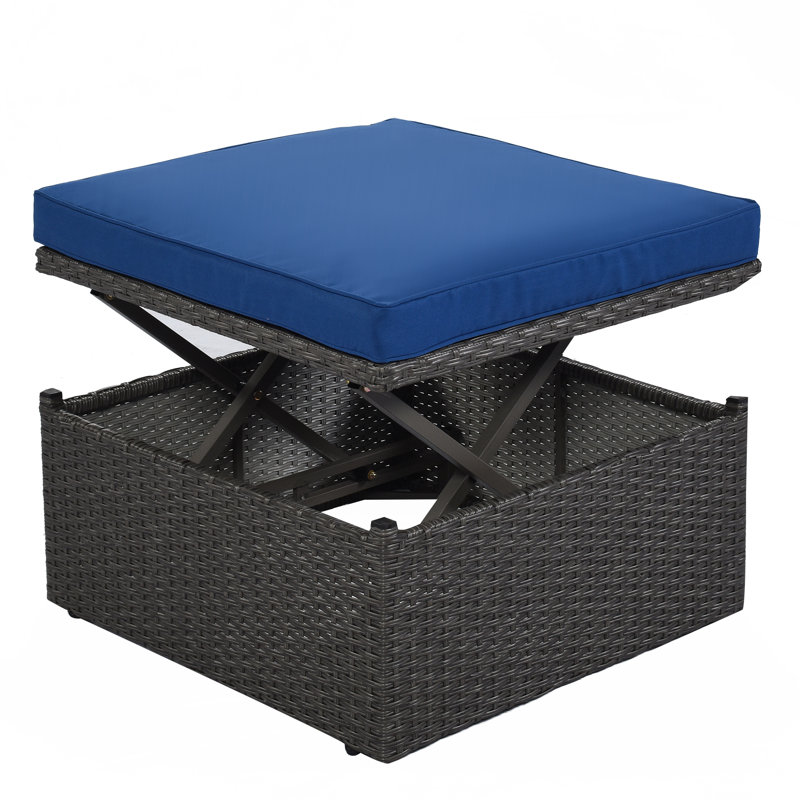 Lit de jour d'extérieur rectangulaire pour patio avec auvent rétractable, siège modulaire en osier avec coussins lavables, cour arrière, porche