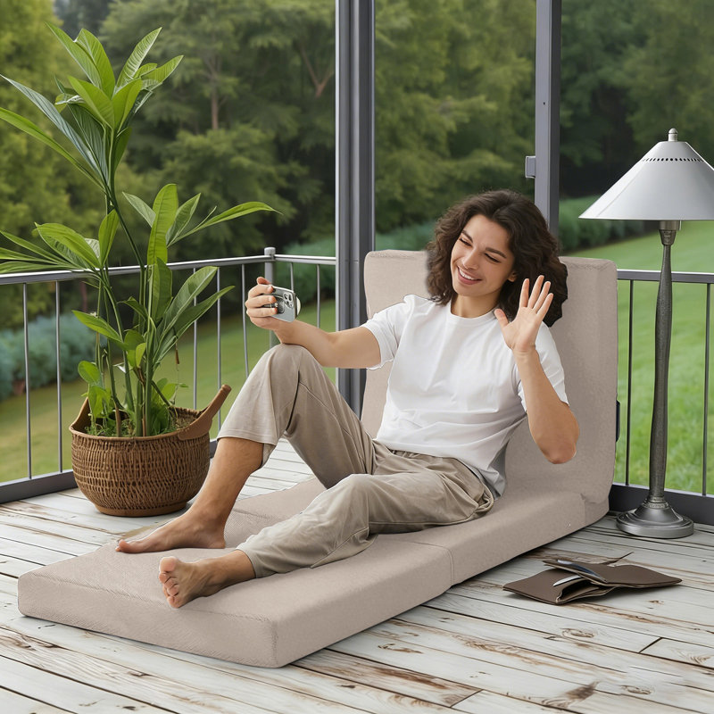 Outdoor Chaise Lounge Cushions Set Of 2 With Hook & Loop Fasteners, Tri-fold Replacement Cushions For Patio Furniture, Water Resistant