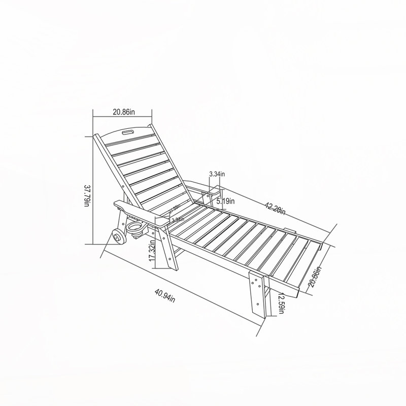 Chaise longue d'extérieur avec table d'appoint, Blanc