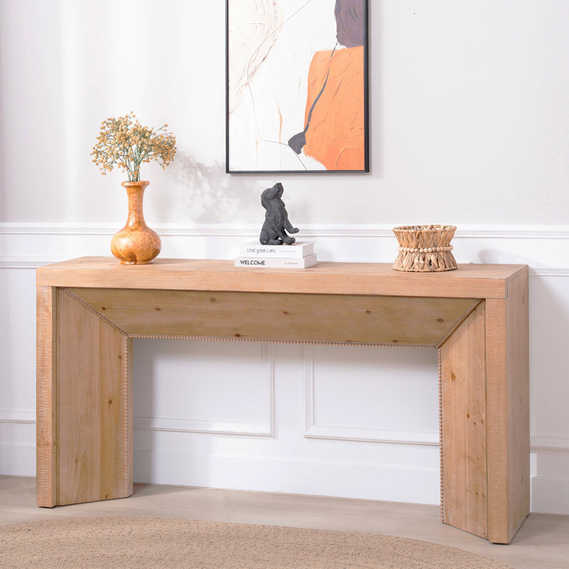 62" Modern Rustic Console Table – Solid-Look Engineered Wood Entryway Table