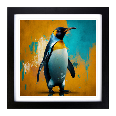 Penguin Expressionism - Single Picture Frame Print on Wood
