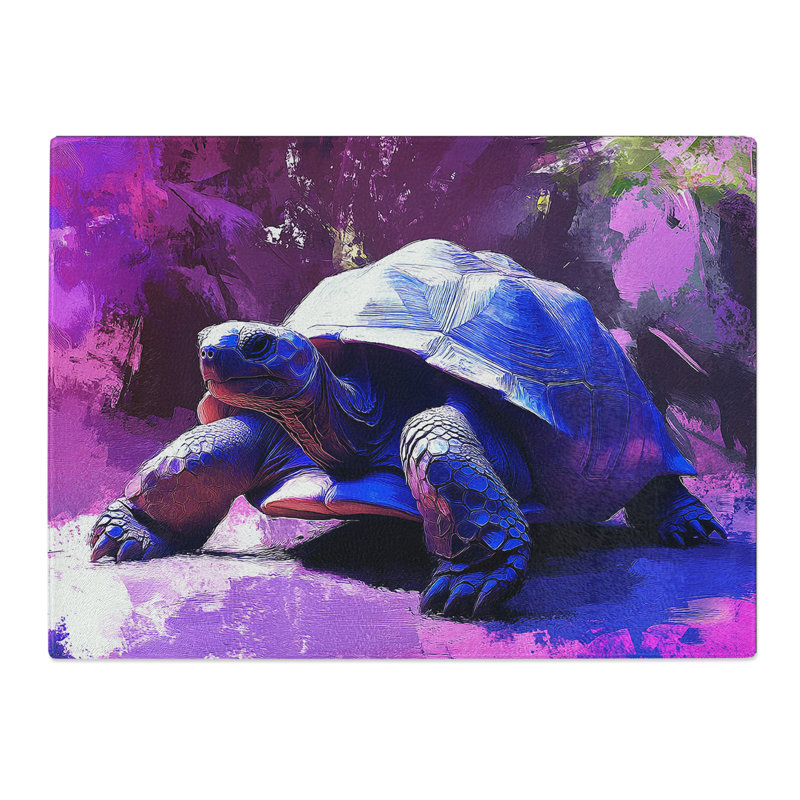 Tortoise Illustrated  Glass Chopping Board