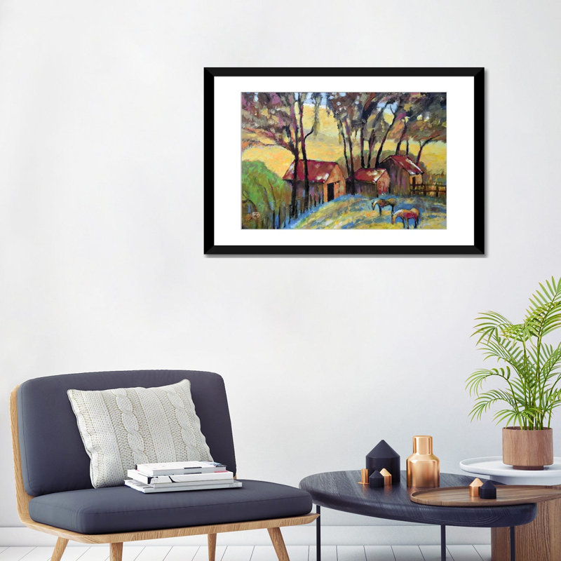 «Old Ranch», reproduction sur toile, H 16 po x l 24 po x P 1 po, Papier d'art encadré noir, Blanc