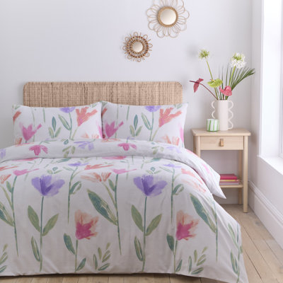 CHARLOTTE Cotton Blend Floral Duvet Cover Set with Pillowcases Included