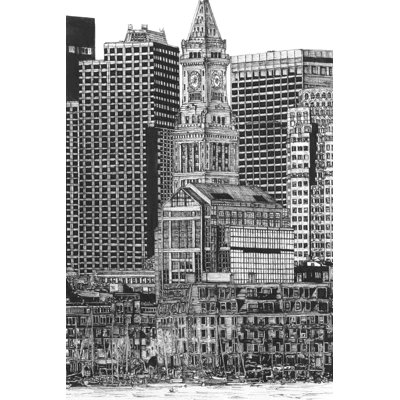 " B&W US Cityscape-Boston " by Melissa Wang Painting Print