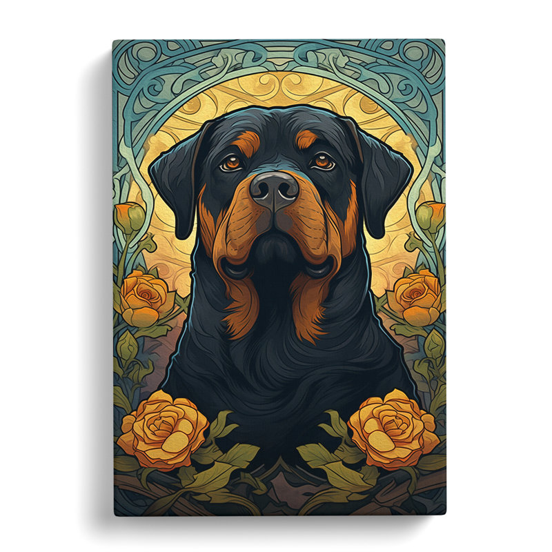 Rottweiler Nouveau - No Frame Print, 76cm H x 50cm W x 3cm D