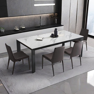 Minimalist rectangular rock plate dining table