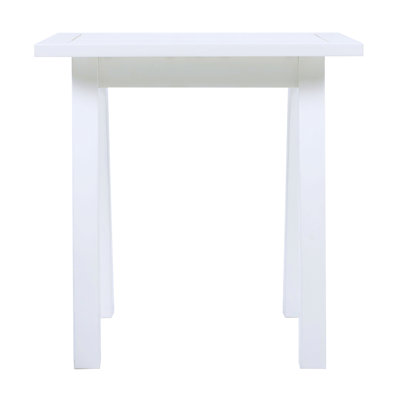 Acacia Wood Accent Side Table In White Pu, Weather-Resistant Rectangular End Table For Patio, Garden, Lawn, And Living Room(White Pu)