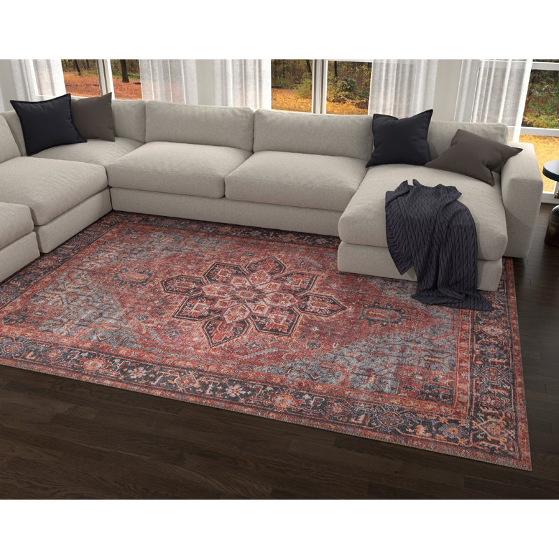 Sheali Oriental Machine Woven Cotton/Polyester Area Rug, Rectangle 5' x 7'6"