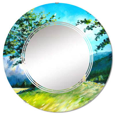 Little Chapel In The Mountains I  Country Wall Mirror Round