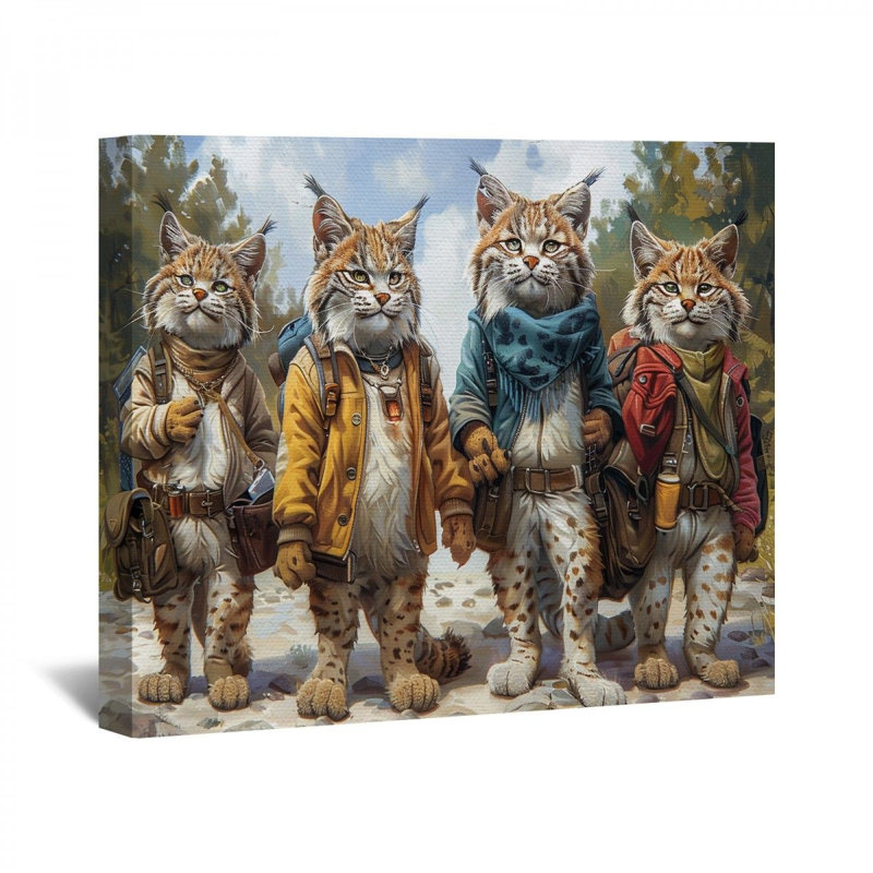 Lynx aventuriers, reproduction d'art sur toile, H 11 po x l 14 po x P 3 po