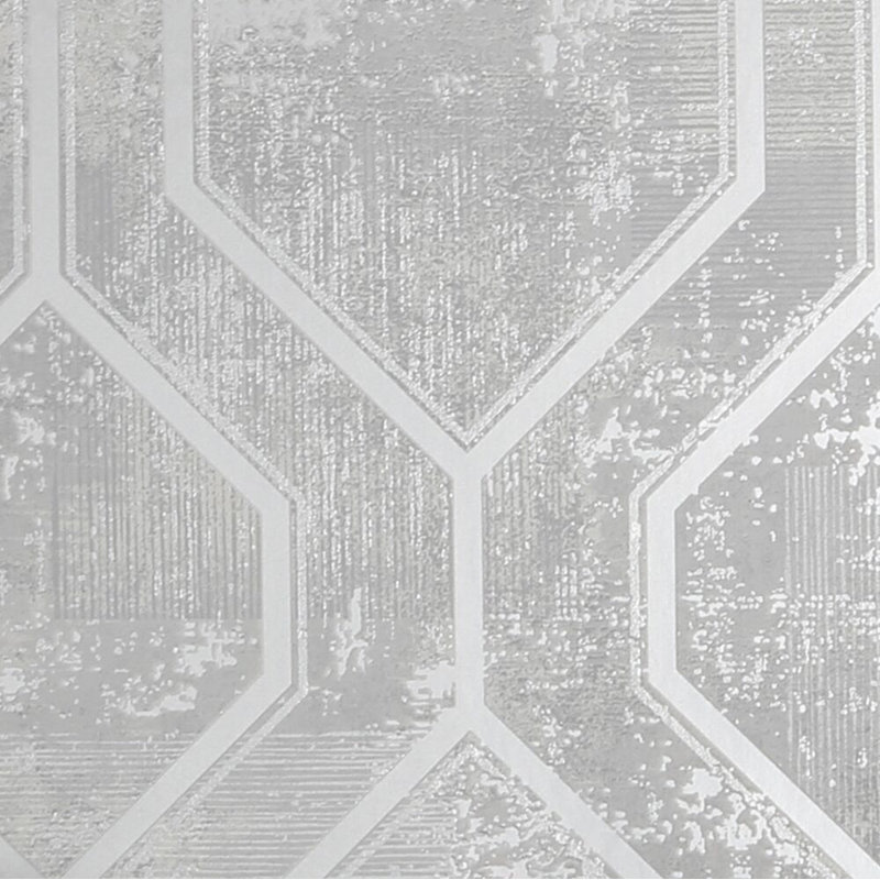 Superfresco Armature Geometric Grey Silver Wallpaper