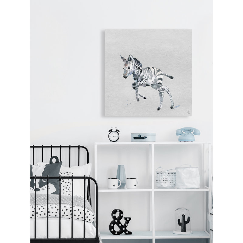 Leroy Running Zebra - Print on Canvas, 45cm H x 45cm W