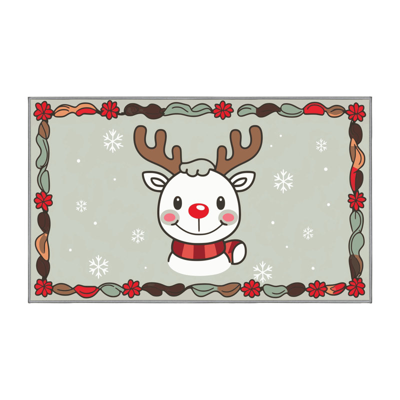 The Holiday Aisle® Washable Christmas Winter Holiday Rug, Rectangle 2' x 3'