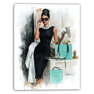 Art chic sur toile tendue avec lunettes de soleil et sacs à provisions