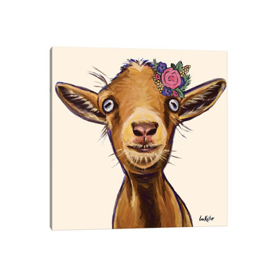 «Poundcake the Goat with Flowers», reproduction d'art sur toile tendue