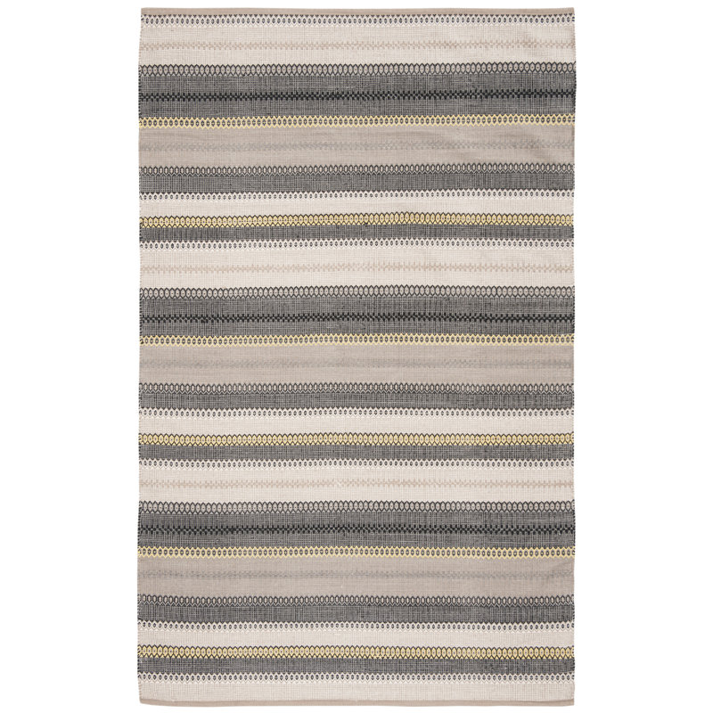 Chiginagak Hand Woven Cotton Striped Rug, Rectangle 5' x 8'