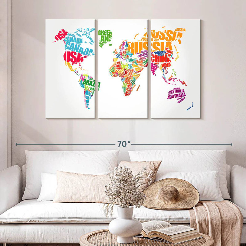 Aliaz Typography World Map, 32" H x 50" W