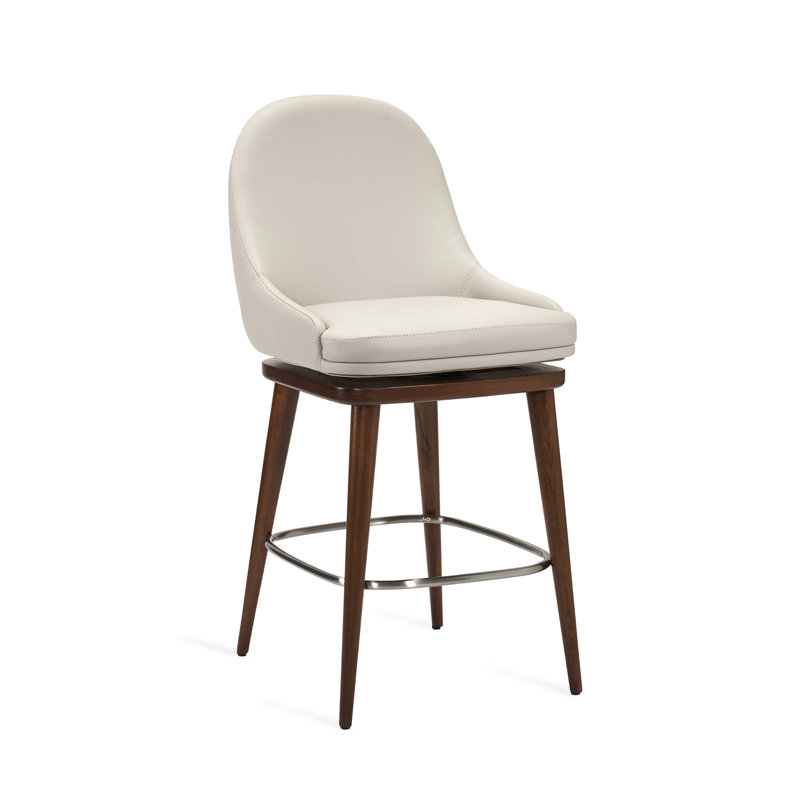 Harper Swivel Bar Stool, St Tropez Gray, Walnut/Satin Nickel, Counter Stool (26” Seat Height)