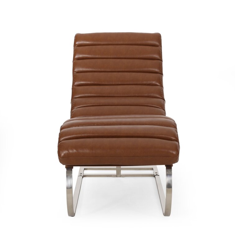 Camanche Channel Stitch Chaise Lounge Wade Logan Fabric: Cognac Brown