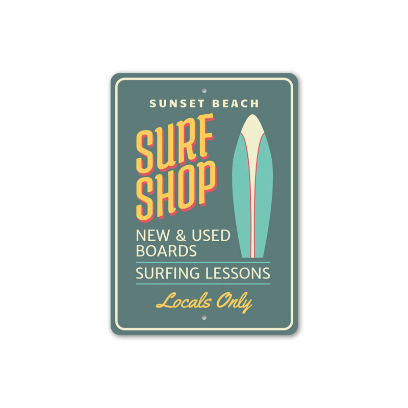 Panneau en aluminium Beach Surf Shop, H 18 po x l 12 po x P 0,06 po