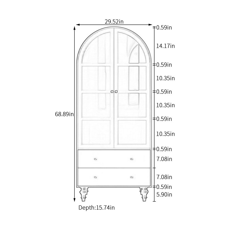 Armoire de rangement en bois massif avec portes en verre