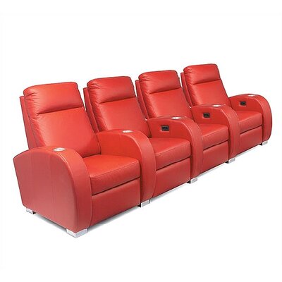 Bass Olympia Row of Four Lounger(Nusuede Red 34 seat)(Not Motorized)