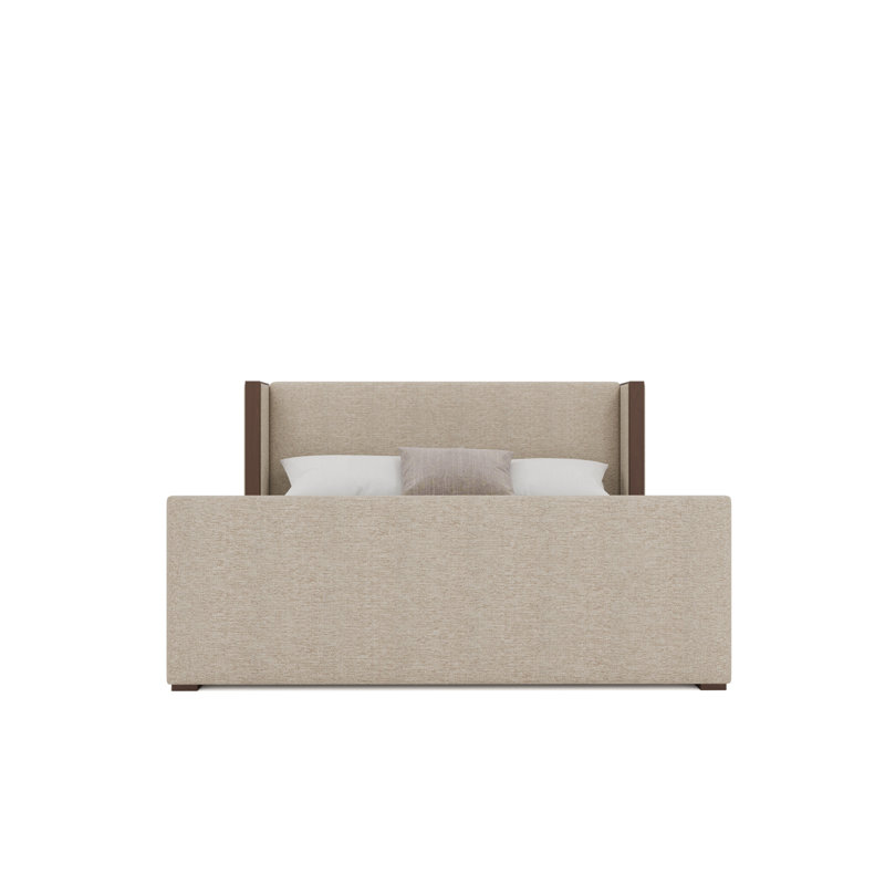 Lit bas tapissier Irenne, Tissu Revolution Performance Fabrics® lin, Grand