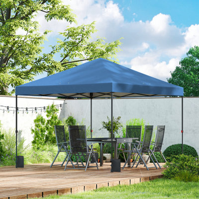 10 x 10 ft Pop Up Canopy Tent with One Push Setup, Easy Setup Outdoor Portable Instant Canopy Shelter with Wheeled Carry Bag, Sandbags, Adjustable Height for Parties, Events, Dark Blue