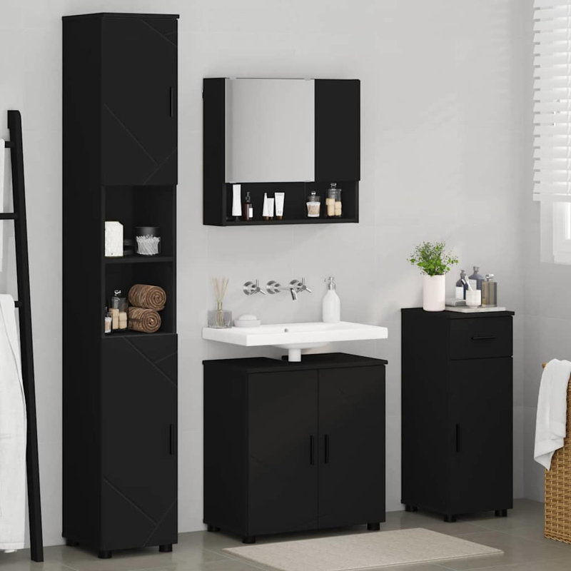 Bathroom Storage Furniture Set, Black