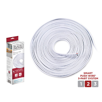 Bobine de fil 25 po pour éclairage sous l'armoire, câble plat 5/16 po ou 8 mm, conforme à la norme CL2 à 4 fils, non métallique, blanc et noir PureOptics